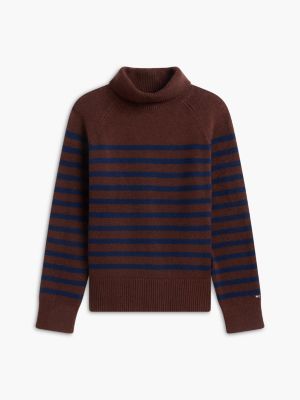 Женский свитер Tommy Hilfiger Striped Turtleneck, цвет: Коричневый / Тёмно-синий полосатый — фото 5
