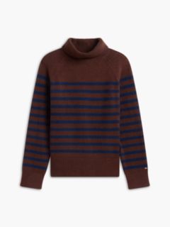 Striped Turtleneck Sweater — Brown/Navy Stripe 5