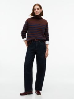 Striped Turtleneck Sweater — Brown/Navy Stripe 2