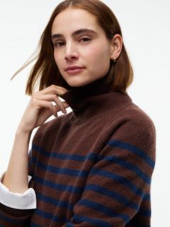 Striped Turtleneck Sweater — Brown/Navy Stripe 3