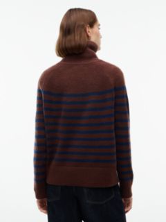 Striped Turtleneck Sweater — Brown/Navy Stripe 4