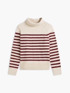 Striped Turtleneck Sweater — Ivory/Burgundy Stripe 5