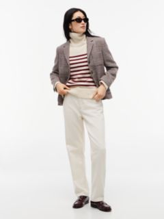 Striped Turtleneck Sweater — Ivory/Burgundy Stripe 2
