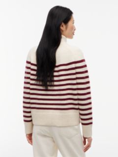 Striped Turtleneck Sweater — Ivory/Burgundy Stripe 4