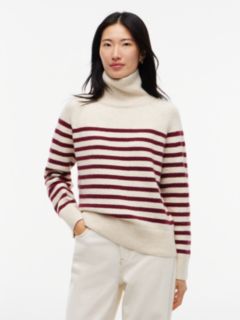 Striped Turtleneck Sweater — Ivory/Burgundy Stripe 1