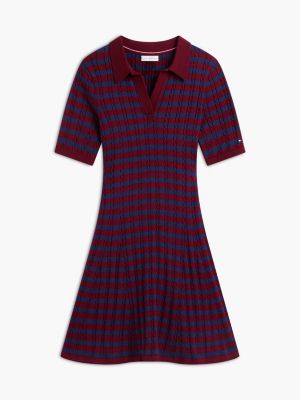 Женское платье Tommy Hilfiger Cable Knit Sweater Polo Dress, цвет: Бордовый — фото 5