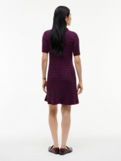 Cable Knit Sweater Polo Dress — Burgundy 4