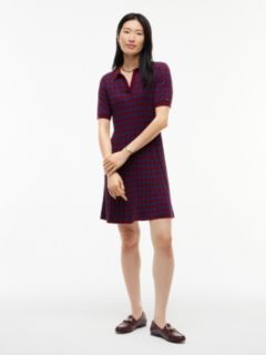 Cable Knit Sweater Polo Dress — Burgundy 1