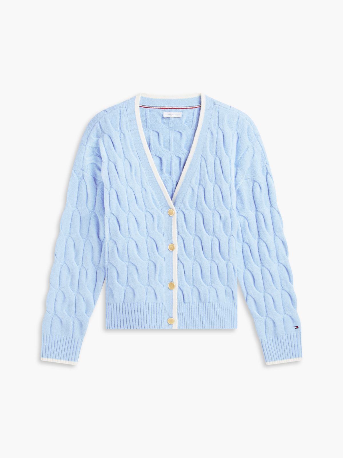 TH Soft Touch Gold-Button Cable Knit Cardigan — Well Water