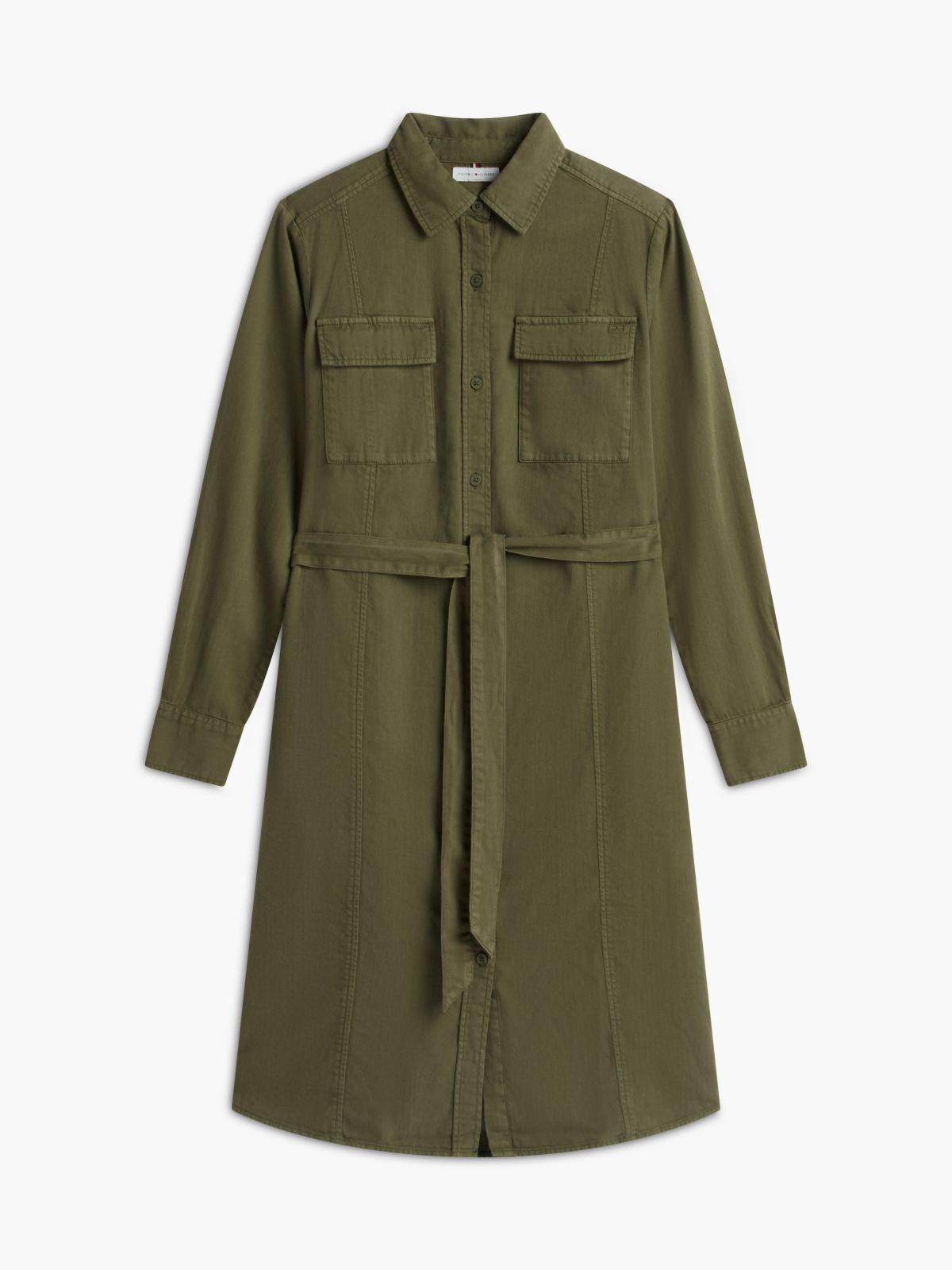 Belted Denim Utility Shirtdress — Huntsman Green