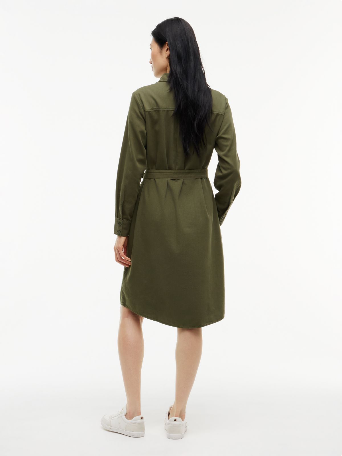 Belted Denim Utility Shirtdress — Huntsman Green