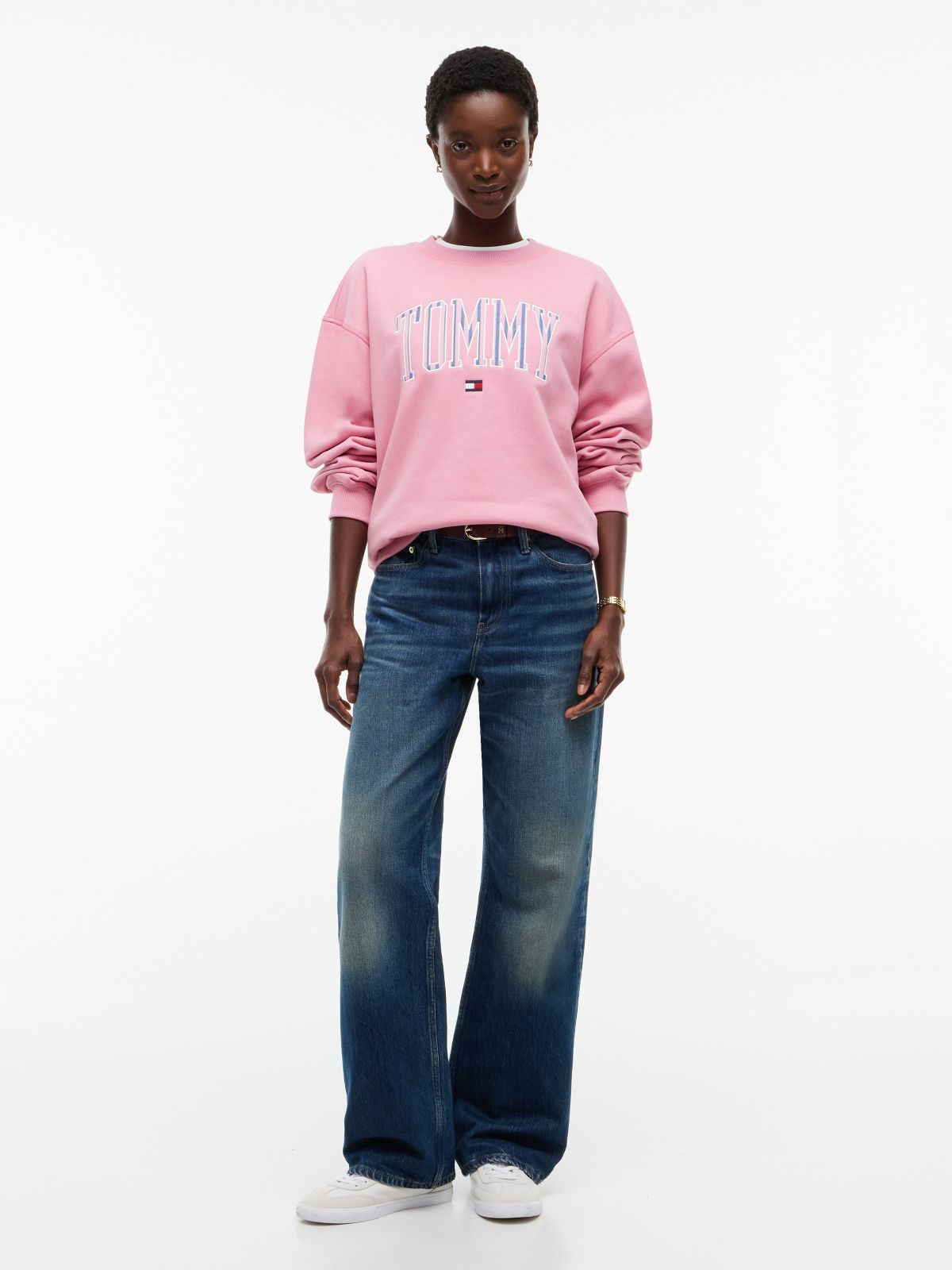 Varsity Tommy Logo Crewneck Sweatshirt — Mystic Pink
