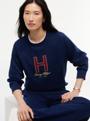 Женская толстовка Tommy Hilfiger Plaid H-Logo, цвет: Карбоновый тёмно-синий — фото 3