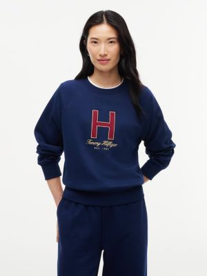 Plaid H-Logo Sweatshirt, Carbon Navy