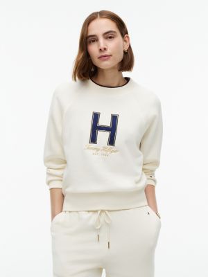 Plaid H-Logo Sweatshirt, Rich Cream