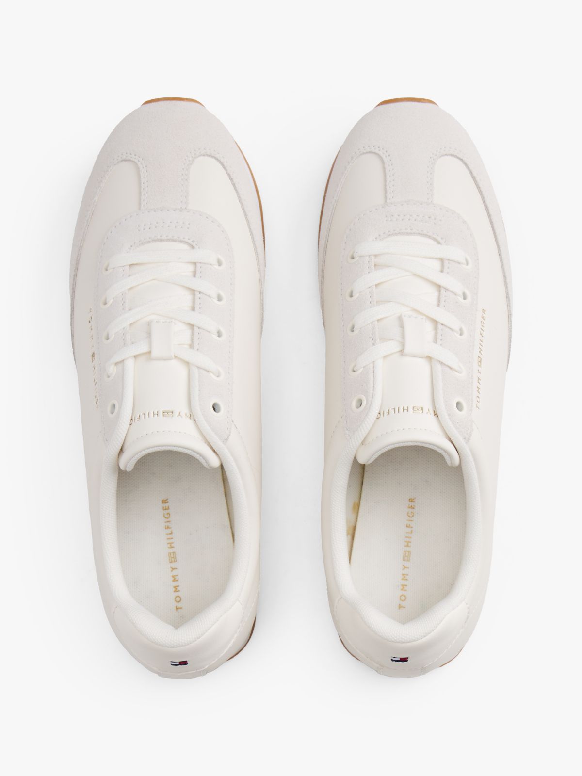 Leather & Suede Runner Sneaker — Ancient White