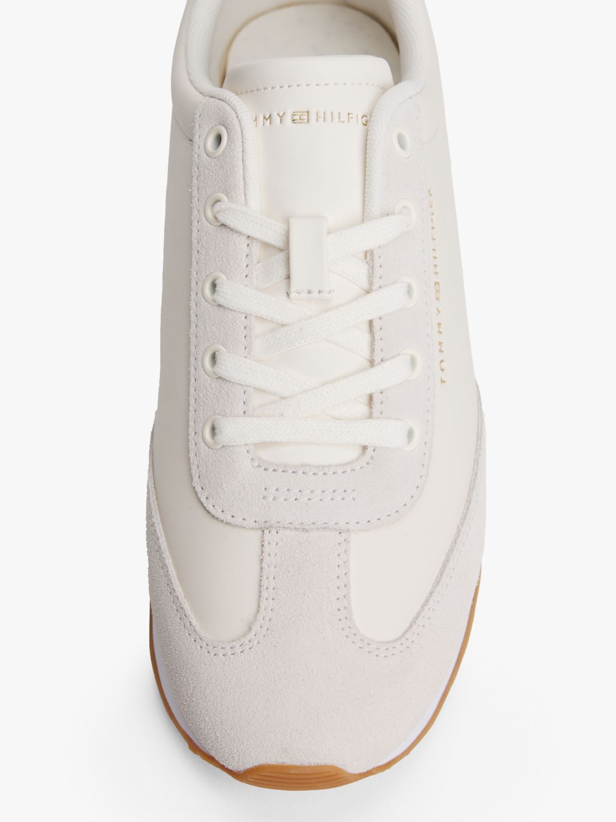 Leather & Suede Runner Sneaker — Ancient White