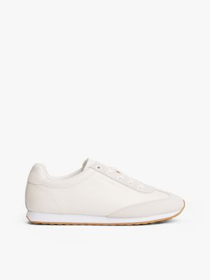 Leather & Suede Runner Sneaker, Ancient White