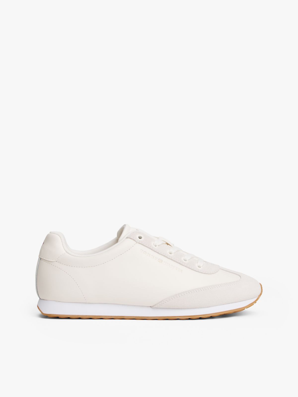 Leather & Suede Runner Sneaker — Ancient White