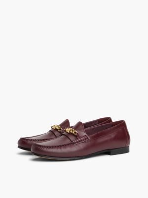 Женские туфли Tommy Hilfiger Chain-Link Leather Loafer, цвет: Тёмно-бордовый — фото 2