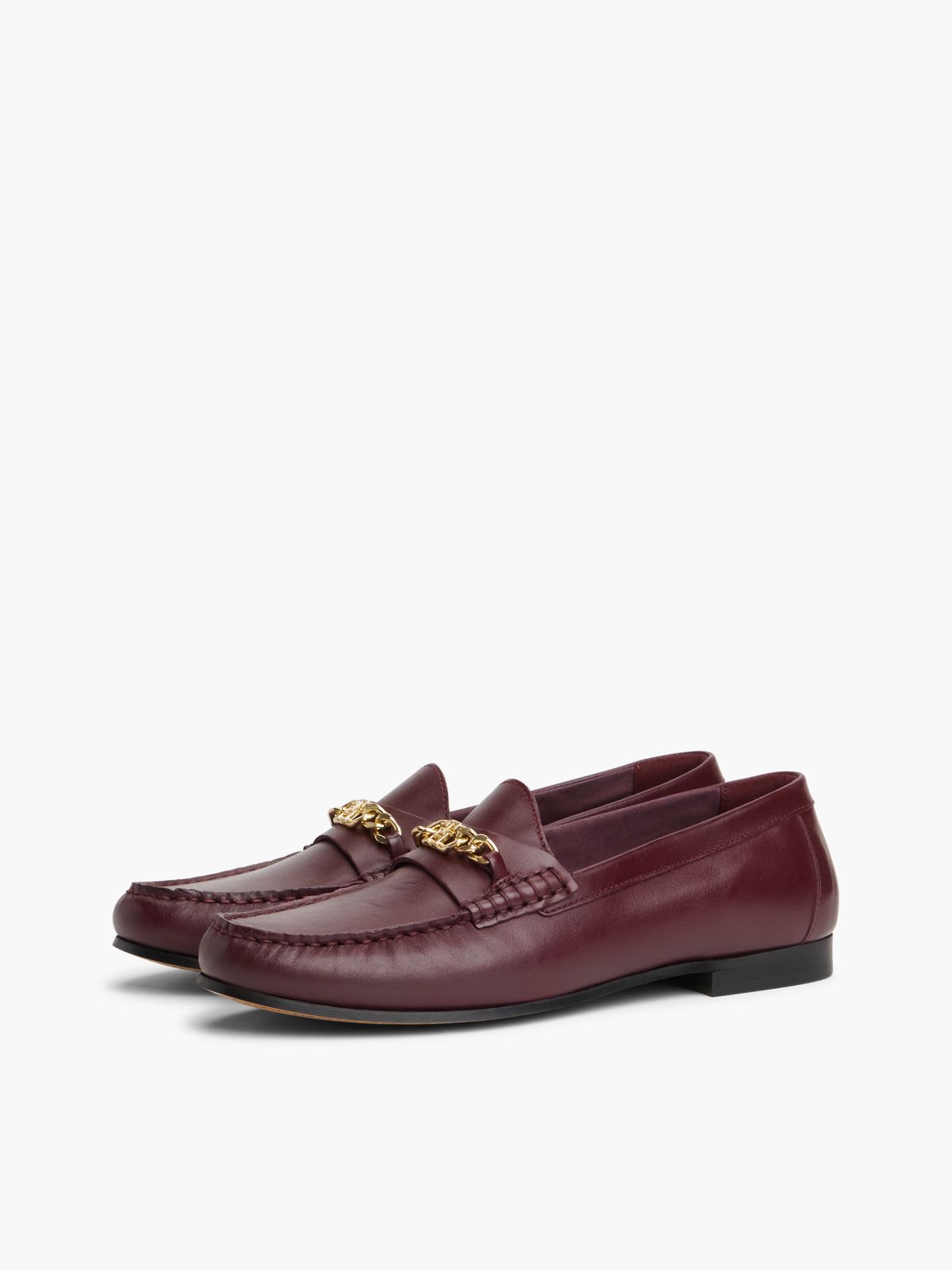 Chain-Link Leather Loafer — Oxblood