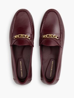 Женские туфли Tommy Hilfiger Chain-Link Leather Loafer, цвет: Тёмно-бордовый — фото 3