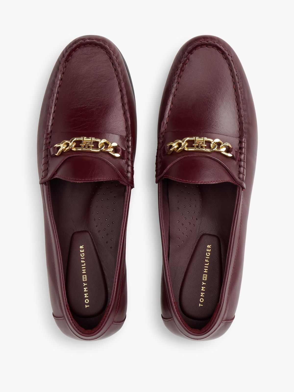 Chain-Link Leather Loafer — Oxblood