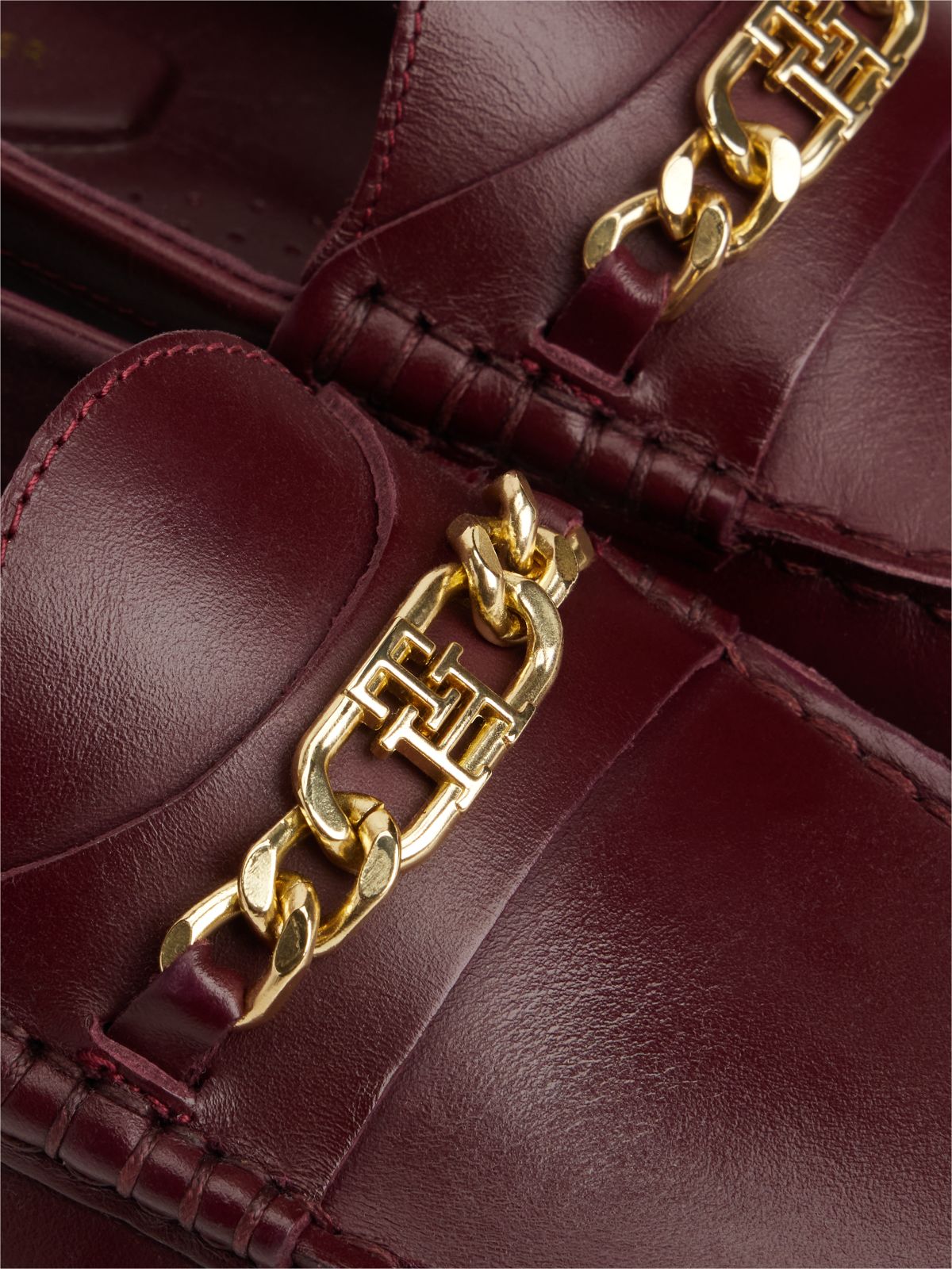 Chain-Link Leather Loafer — Oxblood