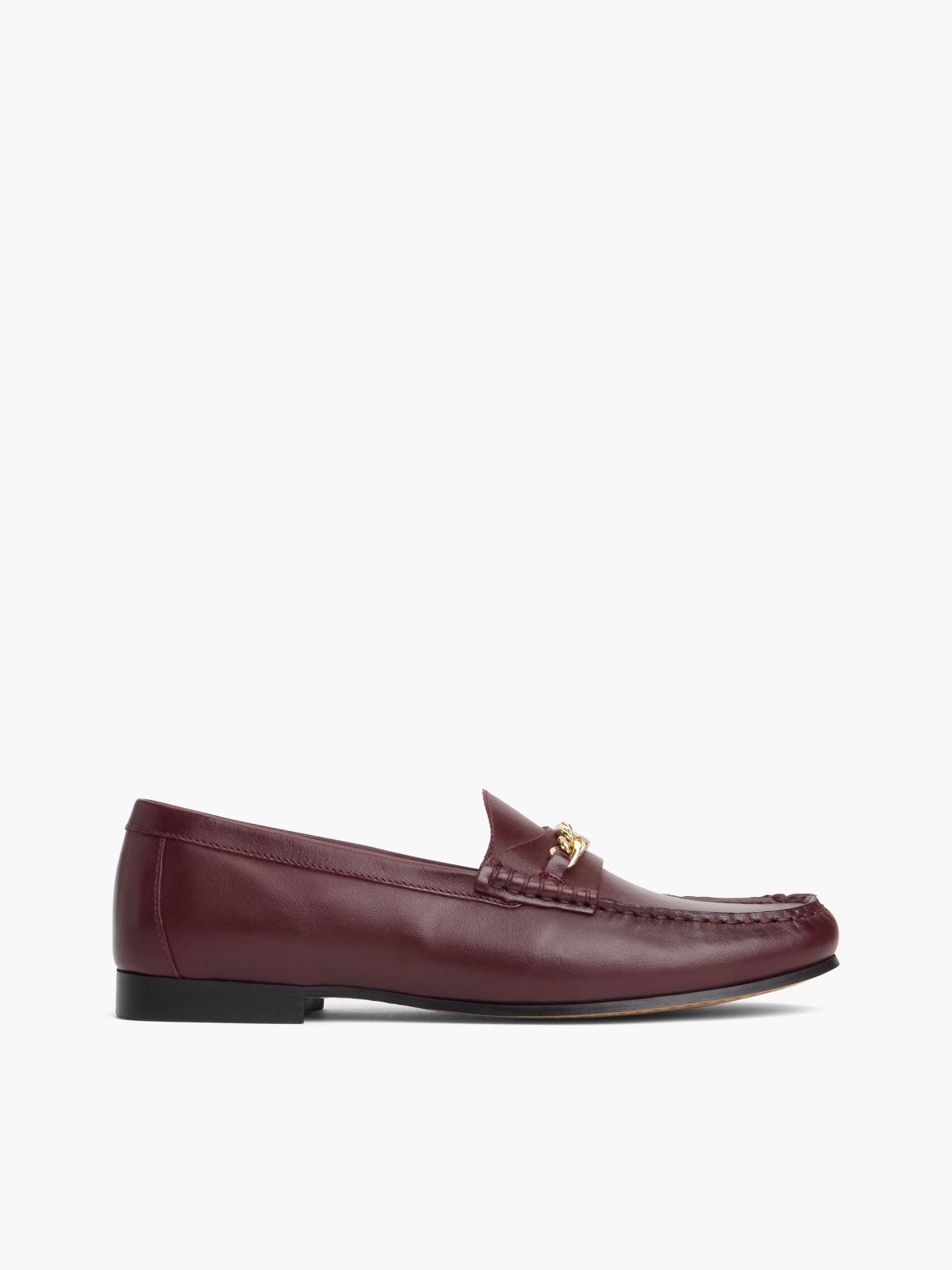 Chain-Link Leather Loafer — Oxblood