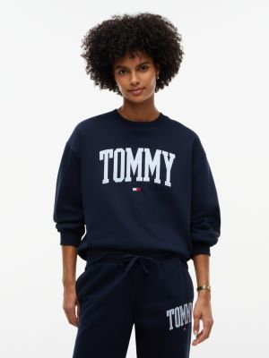 Varsity Tommy Logo Crewneck Sweatshirt, Navy Blue
