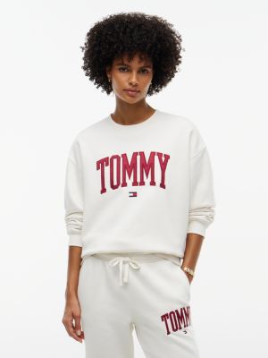 Varsity Tommy Logo Crewneck Sweatshirt, Ivory