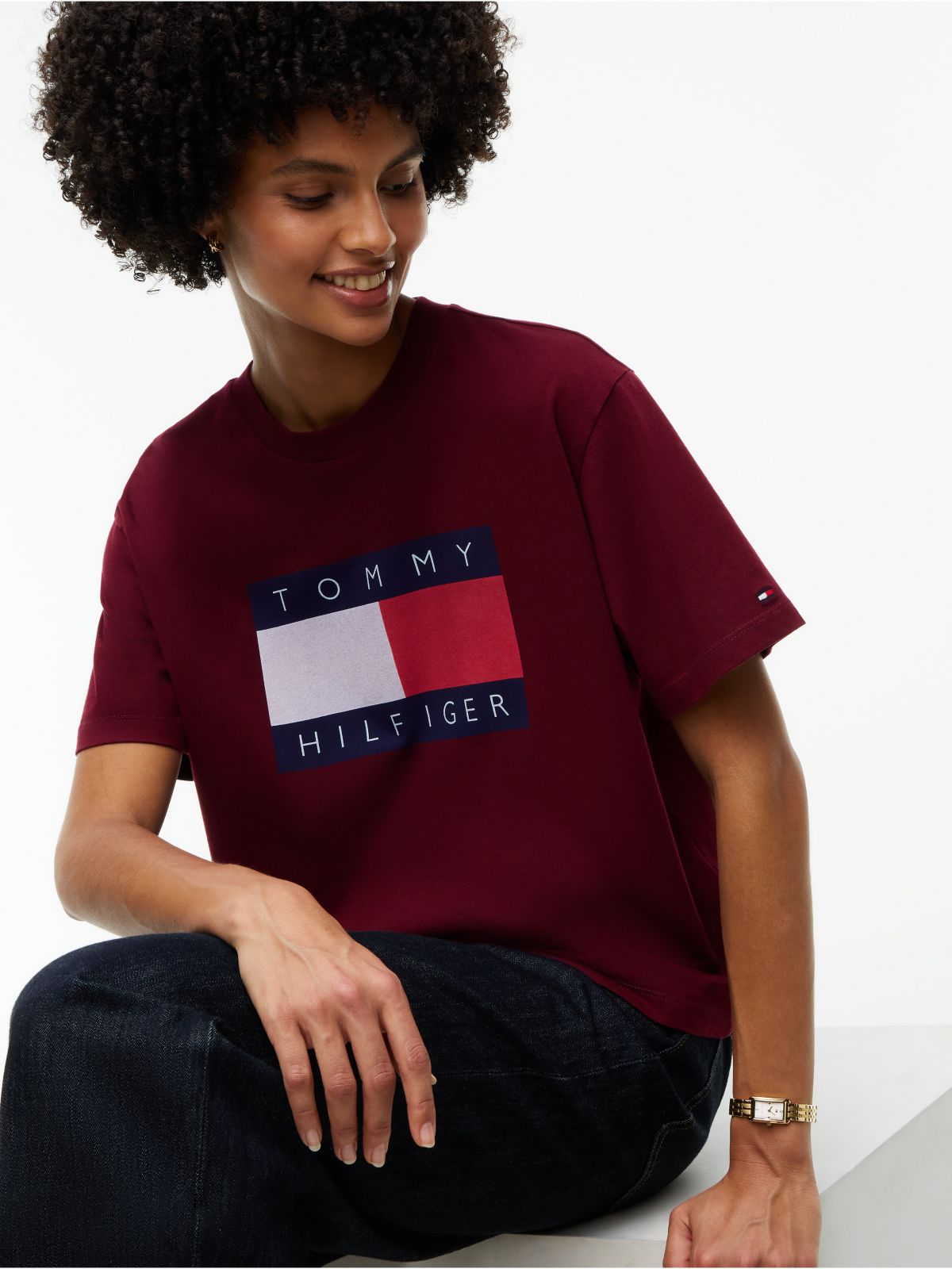 Flag Logo T-Shirt — Burgundy