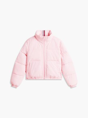 Женская куртка Tommy Hilfiger Water-Resistant Cropped Puffer, цвет: Розовый — фото 5
