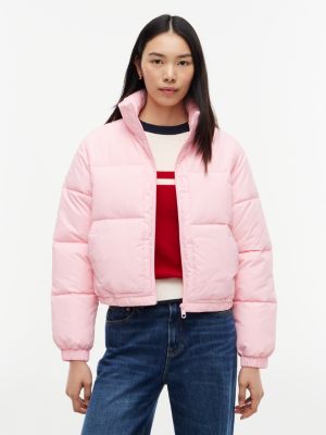 Tommy Hilfiger Women's Water-Resistant Cropped Puffer Jacket - Dreamy Pink - L