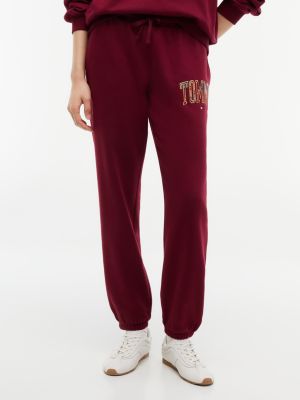 Plaid Varsity Tommy Logo Sweatpant, Burgundy