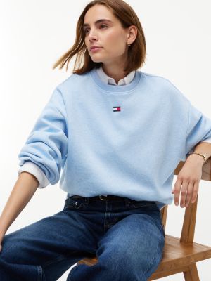 Женская толстовка Tommy Hilfiger Boxy Fit Brushed-Back, цвет: Синий — фото 3