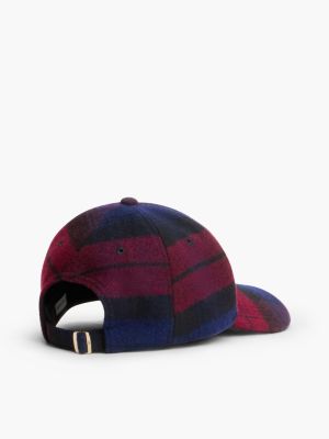 Женская кепка Tommy Hilfiger Script Monogram Wool-Blend, цвет: Бордовый / Тёмно-синий — фото 2
