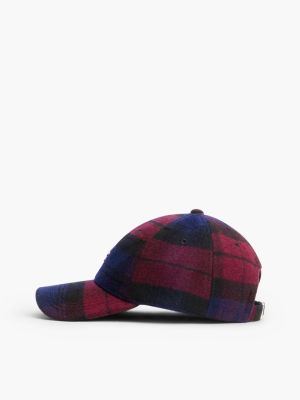Женская кепка Tommy Hilfiger Script Monogram Wool-Blend, цвет: Бордовый / Тёмно-синий — фото 3