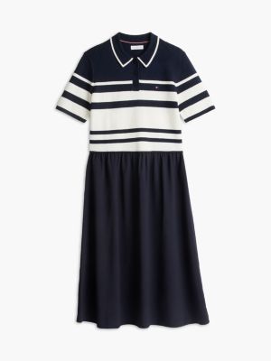 Женское платье Tommy Hilfiger Block Stripe Polo Sweater Dress, цвет: Тёмно-синий полосатый — фото 5