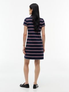 Striped Quarter-Zip Polo Dress — Navy Blue 4