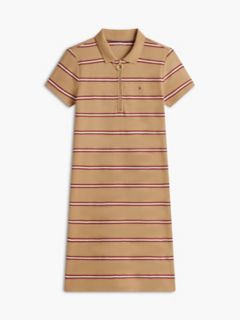 Striped Quarter-Zip Polo Dress — Classic Khaki 5