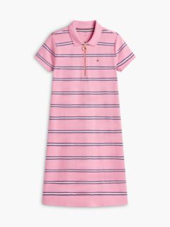 Striped Quarter-Zip Polo Dress — Pink Stripe 6