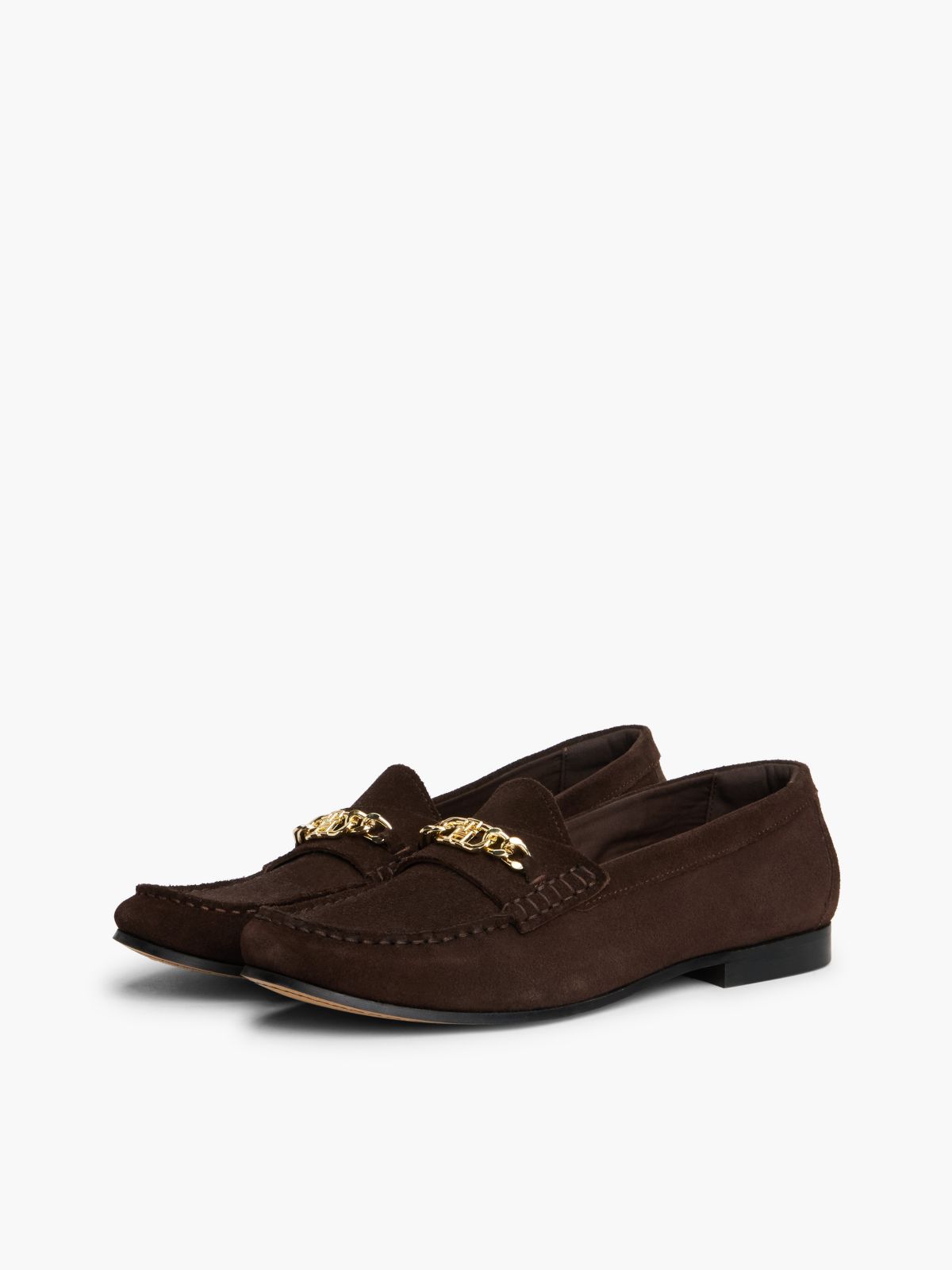 Chain-Link Suede Loafer — Legacy Brown