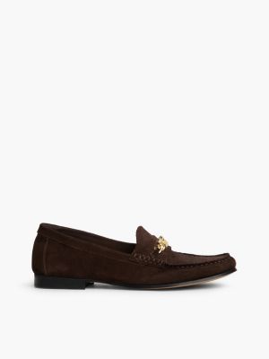 Chain-Link Suede Loafer, Legacy Brown