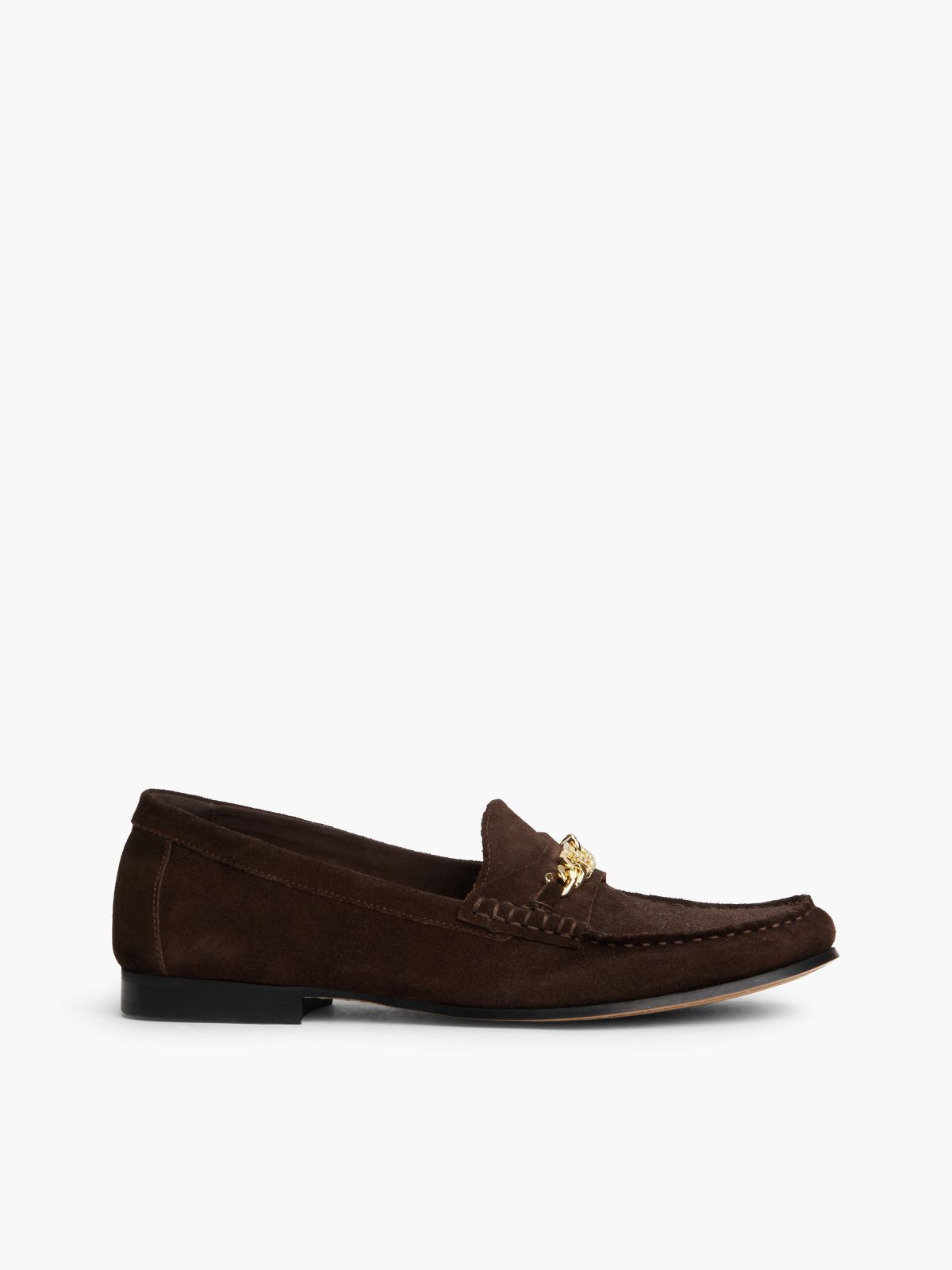 Chain-Link Suede Loafer — Legacy Brown