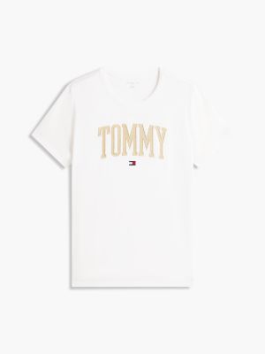 Женская футболка Tommy Hilfiger Metallic Varsity Tommy Logo, цвет: Экрю — фото 5