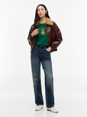 Женская футболка Tommy Hilfiger Metallic Crest Logo Interlock, цвет: Тёмный изумрудный — фото 2