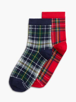 Tartan Mini Trouser Sock 2-Pack, Preppy Navy Multi