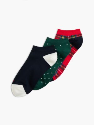 Festive Print Mix Ankle Sock 3-Pack, Red Multi