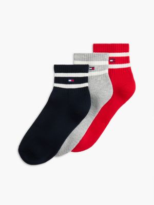 Varsity Sport Quarter-Top Sock 3-Pack, Black/Grey/Red